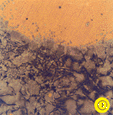 Photo 3 Copper inclusions and dendritic potrusions.